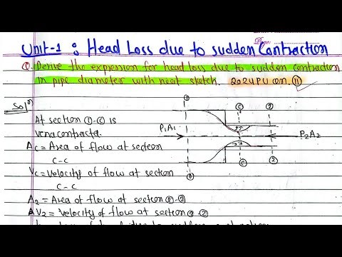Unit-1: Head Loss due to sudden contraction|Hydraulics BE Civil Purbanchal University TU PoU KU