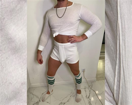 Côtelé vintage pour hommes | Sous-vêtements taille haute en coton blanc | caleçon classique avec braguette | Essentiels intemporels pour hommes - Etsy France