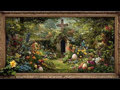Christian Easter Garden Art | Beautiful Cross Painting with Spring Flowers
