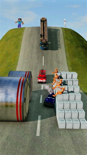 Walls and Bollards vs Cars - BeamNG.drive