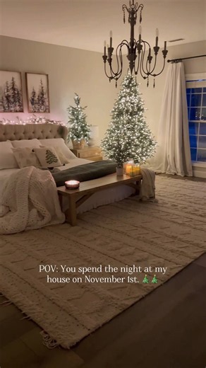 POV: you spend the night at my house on November 1st.🎄🥹 Hot chocolate and Christmas cookies while watching the polar express by the fire.🥹🎄 The bedrooms all cozy with the soft glow of the Christmas tree. #christmasdecor #christmastime #christmasmood #christmasiscoming #christmas