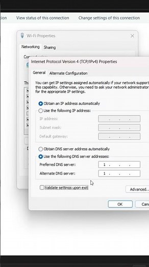 Wi-Fi Connected but No Internet? Set DNS (1.1.1.1 + 8.8.8.8)