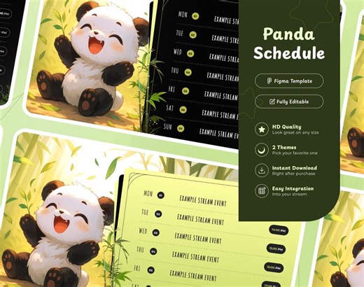 Cute Panda Stream Schedule | Cute Anime Style | Weekly Plan for Vtubers and Twitch Streamers | Vtuber Schedule | Stream Schedule - Etsy