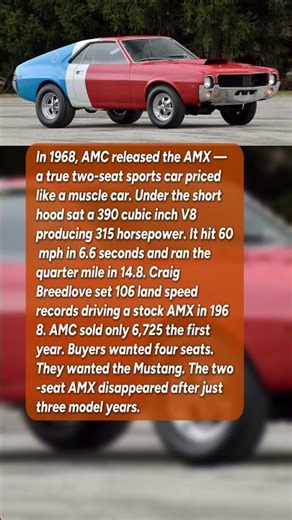 This Was AMC's Boldest Muscle Car — Two Seats, 390 Horsepower #shorts #automobile #cars