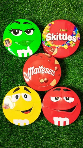 Satisfying Video Fresh Unpacking Colorful Skittles & Yummy M&M'S Candy From Funny Containers ASMR