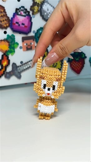 Come see the 3D Jerry I made with Perler beads!#jerry #perlerbeads #3d #tomandjerry