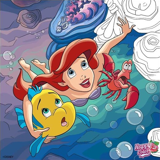 Happy Color App | Disney | Ariel and Flounder #happycolorapp #disney #disneyprincess #coloring