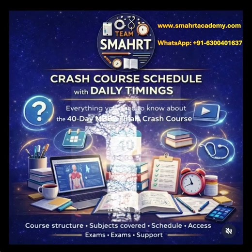 SMAHRT Crash Course 3.0 Schedule for MBBS Finals - 2026