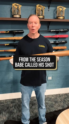 An unbelievable piece of baseball & sports HISTORY. This is a Babe Ruth Game-Used Bat from his epic 1932 Season, the year of the "Called Shot!" The Bat is also signed by Ruth & inscribed "From Babe Ruth." Bid on this Ruth Collectible in our #Goldin100: https://bit.ly/47EK7IM The offered bat measures 34.75 inches in length, weighs 36.2 ounces, and is uncracked with evidence of outstanding game use. It is absolutely beautiful. | Goldin