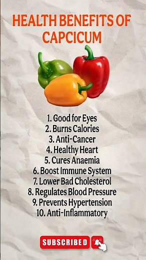 HEALTH BENEFITS OF CAPCICUM #capcut #healthylifestyle #healthywaylifethings #superfoods #top5foods