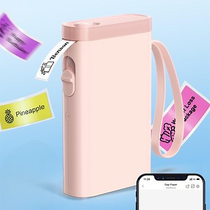 Label Maker Machine with Tape, P21 Bluetooth Label Printer, compact printer with multiple templates for easy office and home organization, Pink