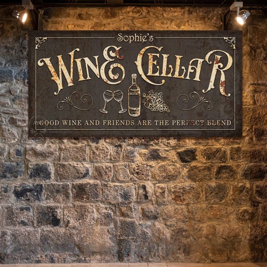 WINE CELLAR Sign Custom Basement Bar Signs PERSONALIZED Large Rustic Canvas Farmhouse Wall Art - Etsy