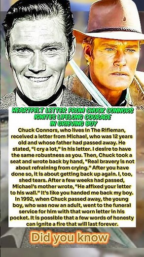 Chuck Connors’ Touching Letter That Gave a Grieving Boy Lifelong Courage