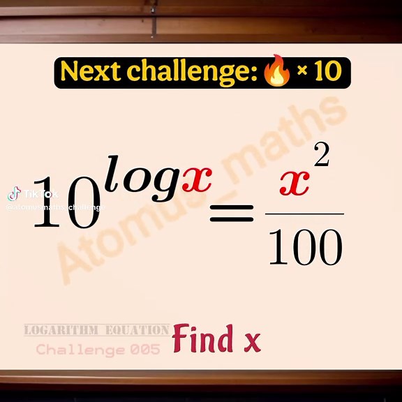 Logarithm equation challenge 005. 🔥🥵 Let's have your solutions in the comments. ✍️⚡ Follow Atomus maths for daily maths challenges like this. ✍️ #logarithm #atomusmaths #viralmaths #mathstest #mathsproblem