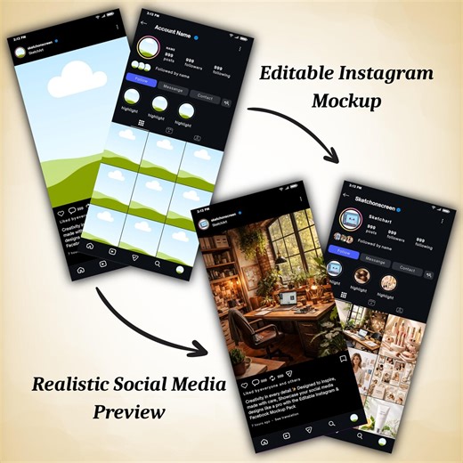 Instagram Mockup Pack, 12 Editable Canva Templates in Light & Dark Mode, Realistic Instagram Interface Mockups for Designers and Creators - Etsy
