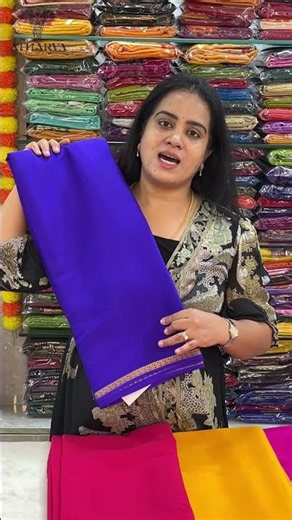 Pure Mysore Silk Sarees featuring a classic 1-inch border, woven in a luxurious 100 GSM thickness