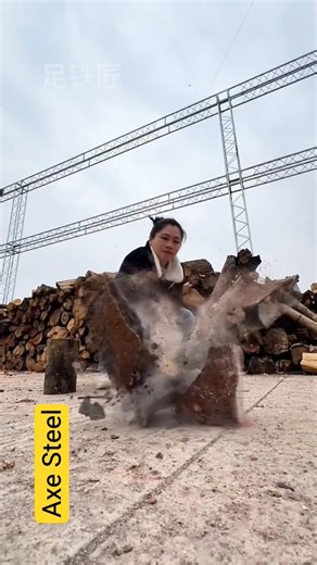 Axe Steel Fire Test 🔥🪓 | Powerful Wood #AxeTest #WoodChopping #BlacksmithLife #FarmTools #HardWork
