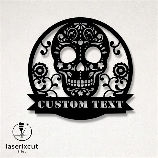 Customizable Sugar Skull Silhouette Laser Cut Vector Design – SVG, DXF, Ai, Pdf Files Glowforge, Cricut, Metal, Wall Decor, Digital Download - Etsy