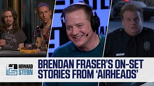 "A piece of his scrot is sticking out!" Brendan Fraser recalls the behind-the-scenes antics of Adam Sandler and Chris Farley while they were filming Airheads. Stream his full interview now on SiriusXM! | The Howard Stern Show