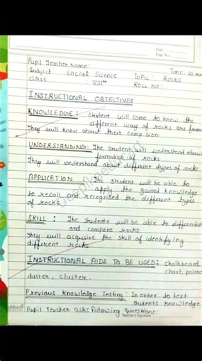 B.Ed Lesson Plan Social science| Rocks lesson plan
