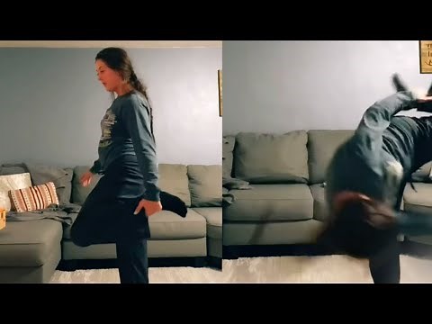 Girl Fails At Attempting Front Flip Challenge