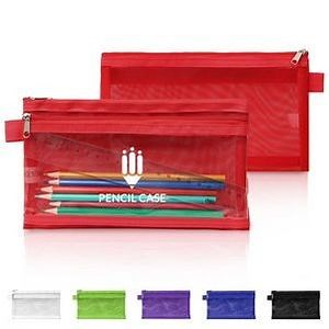 [Hot Item] Twin Pocket Office Supply Nylon Mesh Pencil Bag Pouch for Kids
