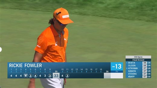Rickie Fowler heats up putter with 33-foot birdie putt at 3M Open