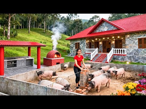 TIMELAPSE – Building a Pig Barn with Concrete Floors, Iron Frame & Corrugated Roof Pig Farming Guide