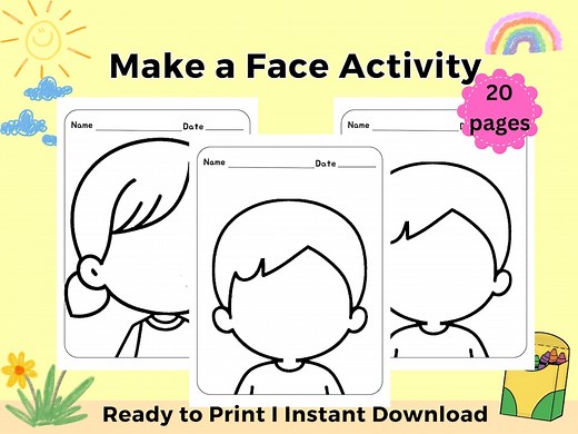 Blank Face Printable Toddler Activity for Learning Emotions, Face Cards for Kids, Drawing Faces for Kindergarten, Preschool Creativity Fun - Etsy
