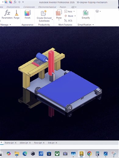 90 Degree Flipping Mechanism in Autodesk Inventor 2026