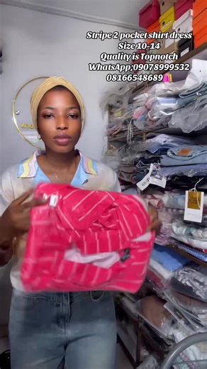 Stylish Stripe 2 Pocket Shirt Dress for Women