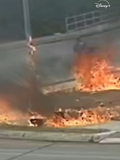 Four children narrowly escaped after a motorcycle crashed near San Antonio, skidding toward them before slamming into a pole and bursting into flames. What You Need to Know is streaming on @disneyplus. #Motorcycle #SanAntonio #Fire #News