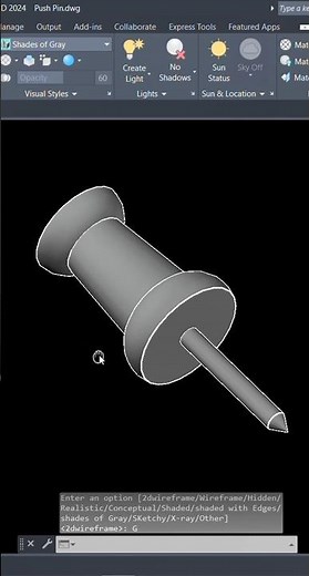 Design Of PushPin | Drawing Pin in AutoCAD 3D Model #autocad3d #3dcad #tutorial
