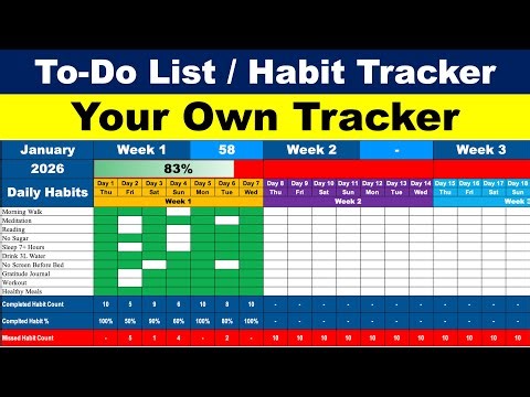 Track All your Habits / Tasks on Daily Basis / Excel