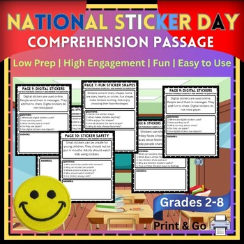 National Sticker Day ELA Pack | Engaging Reading Comprehension for Grades 2–8