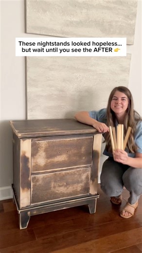 Do you think I picked the right color? 👇 These old nightstands went from dated to designer! #nightstandmakeover #furnituremakeover #furnitureflip #beforeandafter #paintedfurniture | Touch of Townsend