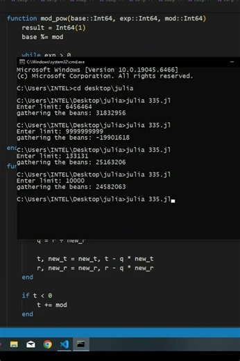 julia | Euler project 'gathering the beans' | CodeLearning