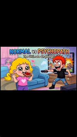 Normal vs. Psychopath: Cartoon Chaos! 🍎🤜