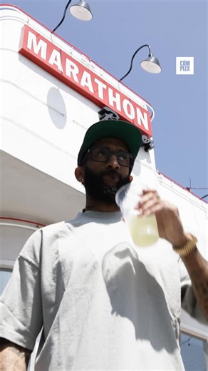 Big congrats to @MarathonBurger on opening their new location in Long Beach, CA. 🍔🏆 TBT to when @jillliansuperstar chopped it up with Blacc Sam at their restaurant on Melrose. What's your fave item on the menu? 🤤 | Complex