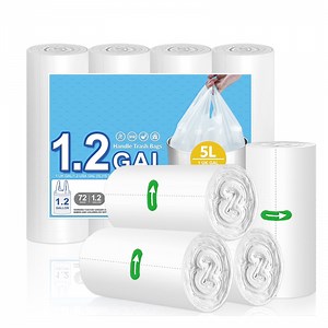 XIQIYY Small Trash Bags With Tie Handle 1.2 Gal Bathroom Garbage Bags Waste Bags, Clear 72 Counts