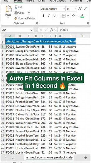 Auto Fit Columns in Excel in 1 Second 🔥#autofitcolumns #excel #excelshortcuts