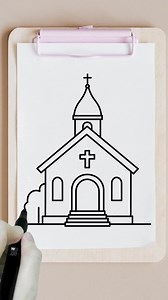 how to draw a church #howtodraw #easydrawing #drawing #drawingtutorial #kidsart #lineart #cutedrawing | Whizk ART