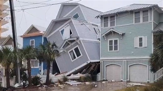 After Florida tornado, social media posts show 'tilted house' leaning on neighbor home