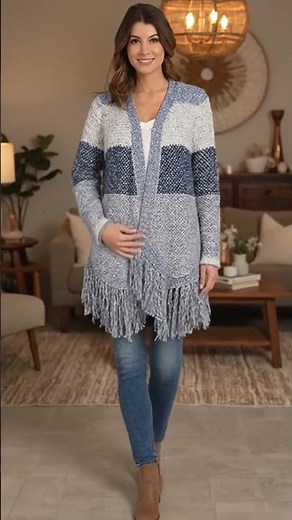 Lucky Brand Women’s Textured Stripe Duster Sweater (Blue/Multi) 🌸 Stylish Spring Layering Must-Have!