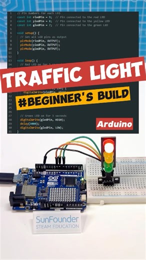 This Arduino Traffic Light Actually Works! 🔴🟡🟢 #arduino #arduinoproject