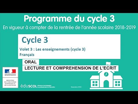 3. Français - Langage oral + Lecture compréhension de l'écrit - Programme Cycle 3 (CM1 CM2 6ème)