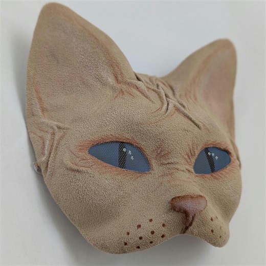 Sphynx Cat Mask: Beige Faux Suede Feline Cosplay Mask for Therian, Masquerade Animal Headpiece - Etsy