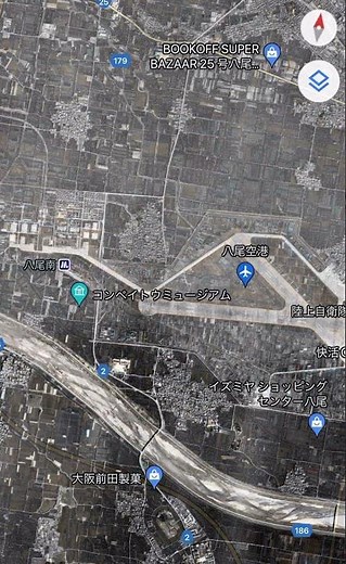 今と昔の八尾空港 昭和20〜25年ごろ #大阪 #八尾 #飛行場 #昭和 #地図 #風景