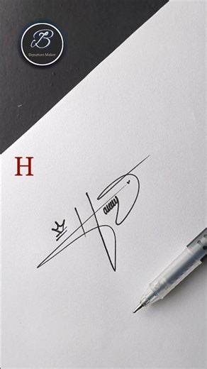 H letter simple signature making tutorial #shorts #signature #howtosign