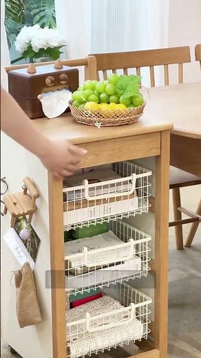 使いやすさ抜群✨木製収納キャビネット｜引き出し式バスケット＆キャスター付き#cabinet #homedecor #shorts #家具紹介